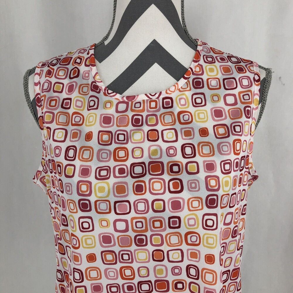 Blair White Red Pink Orange Yellow Sleeveless Tank Top Blouse Medium